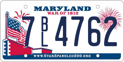 MD license plate 7BL4762
