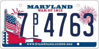 MD license plate 7BL4763