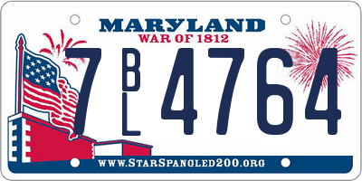MD license plate 7BL4764