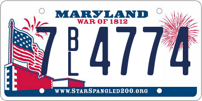 MD license plate 7BL4774