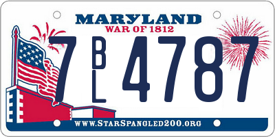 MD license plate 7BL4787