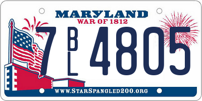 MD license plate 7BL4805