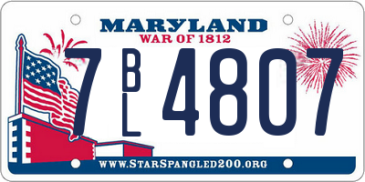 MD license plate 7BL4807