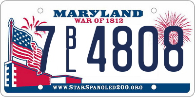 MD license plate 7BL4808
