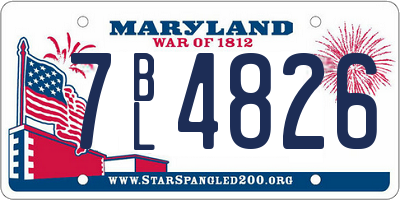 MD license plate 7BL4826