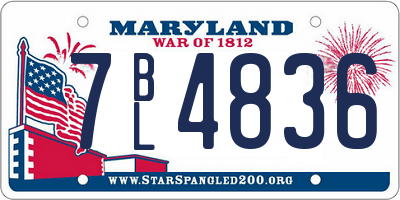 MD license plate 7BL4836