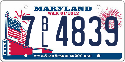 MD license plate 7BL4839