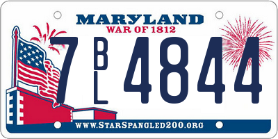 MD license plate 7BL4844