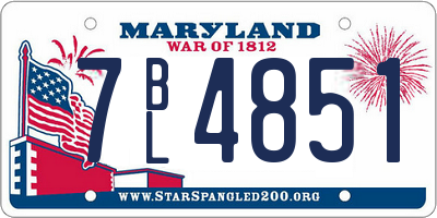 MD license plate 7BL4851