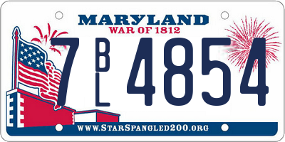 MD license plate 7BL4854