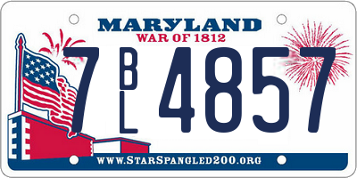 MD license plate 7BL4857