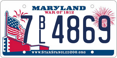 MD license plate 7BL4869