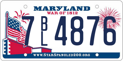 MD license plate 7BL4876