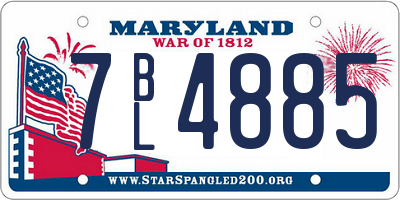 MD license plate 7BL4885