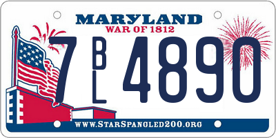 MD license plate 7BL4890