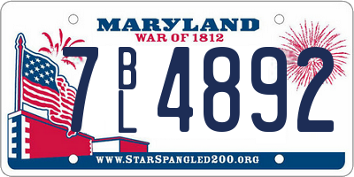 MD license plate 7BL4892