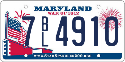 MD license plate 7BL4910