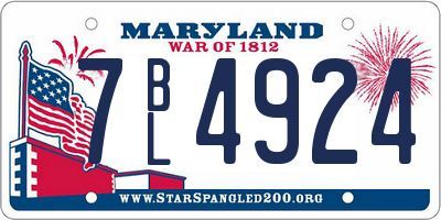 MD license plate 7BL4924