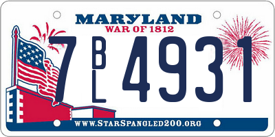 MD license plate 7BL4931