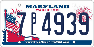 MD license plate 7BL4939