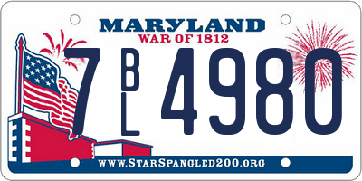 MD license plate 7BL4980