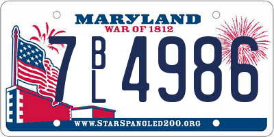 MD license plate 7BL4986