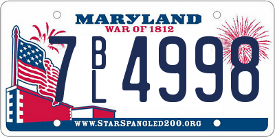MD license plate 7BL4998