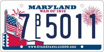 MD license plate 7BL5011
