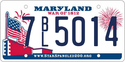 MD license plate 7BL5014