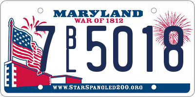 MD license plate 7BL5018