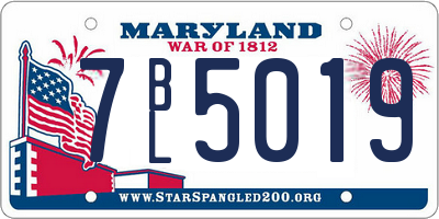 MD license plate 7BL5019