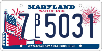 MD license plate 7BL5031