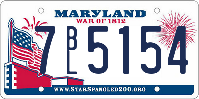 MD license plate 7BL5154
