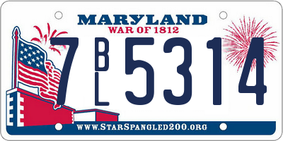 MD license plate 7BL5314