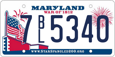 MD license plate 7BL5340