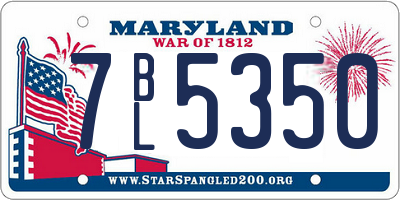 MD license plate 7BL5350