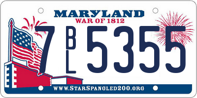 MD license plate 7BL5355