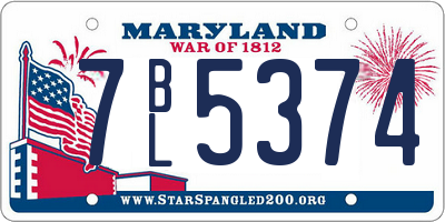 MD license plate 7BL5374