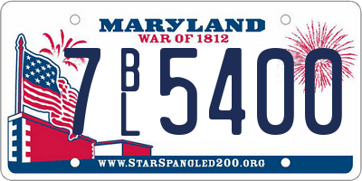 MD license plate 7BL5400