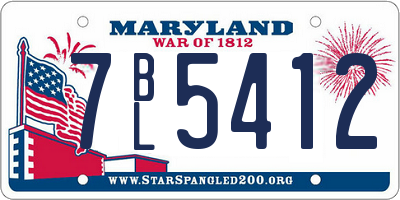 MD license plate 7BL5412