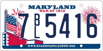 MD license plate 7BL5416