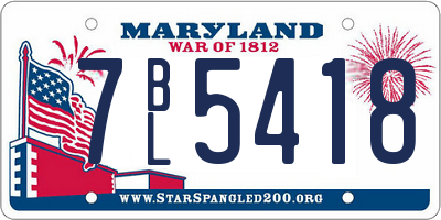 MD license plate 7BL5418