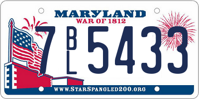 MD license plate 7BL5433