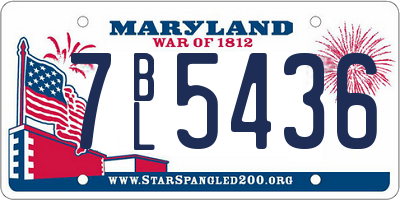 MD license plate 7BL5436
