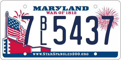 MD license plate 7BL5437