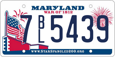 MD license plate 7BL5439