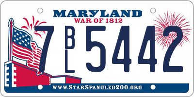 MD license plate 7BL5442