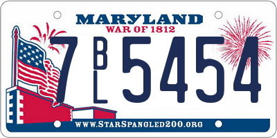 MD license plate 7BL5454