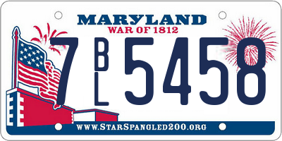 MD license plate 7BL5458
