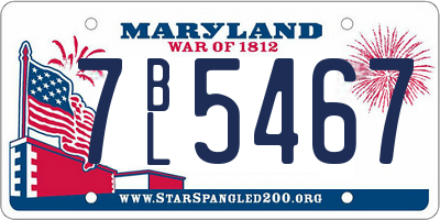 MD license plate 7BL5467